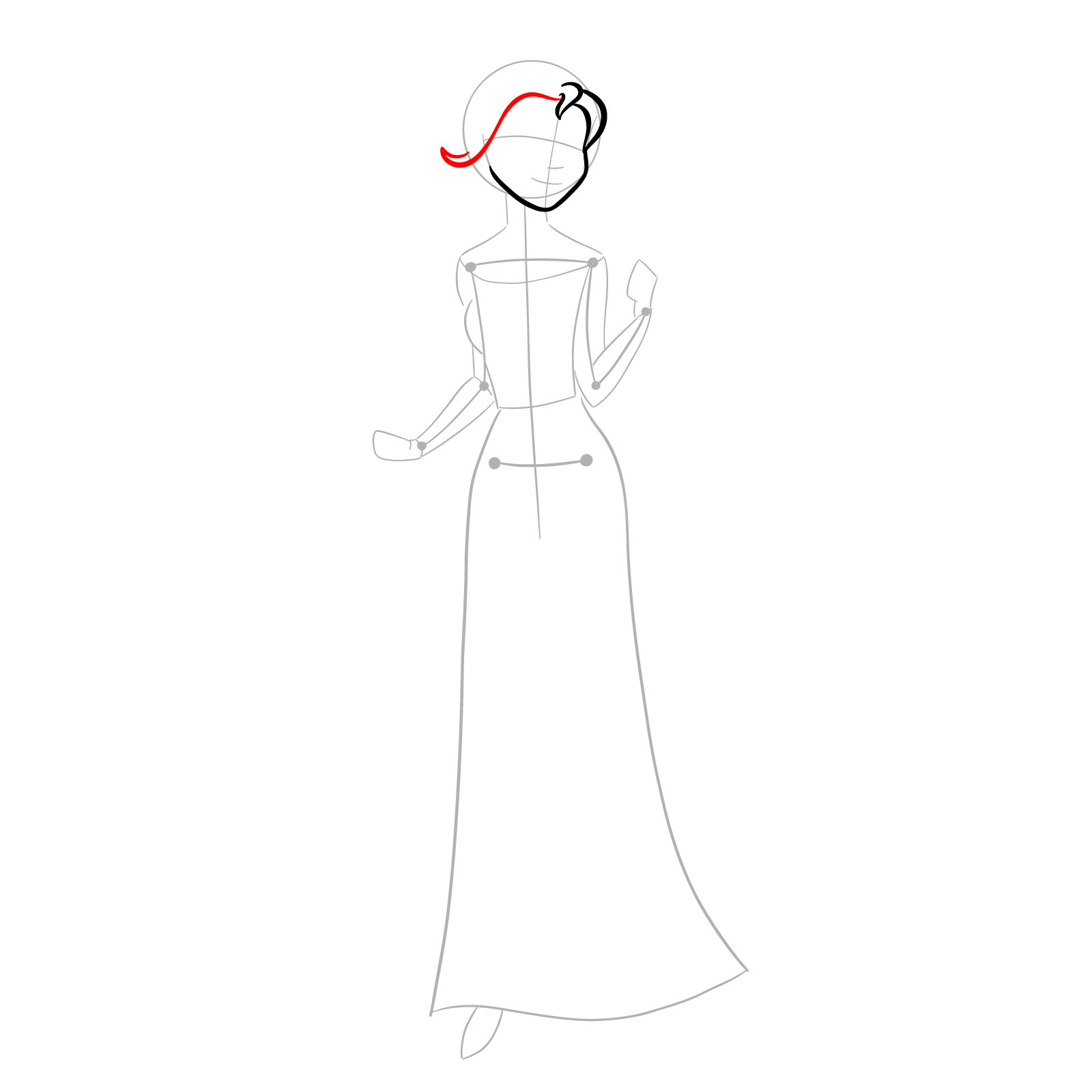How to draw Queen Elsa full body and singing - step 06