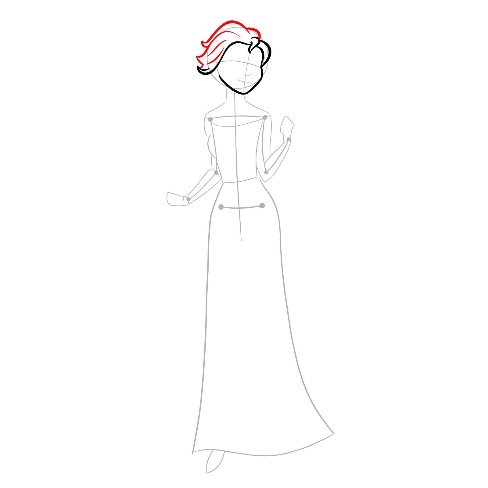 How to draw Queen Elsa full body and singing - step 07