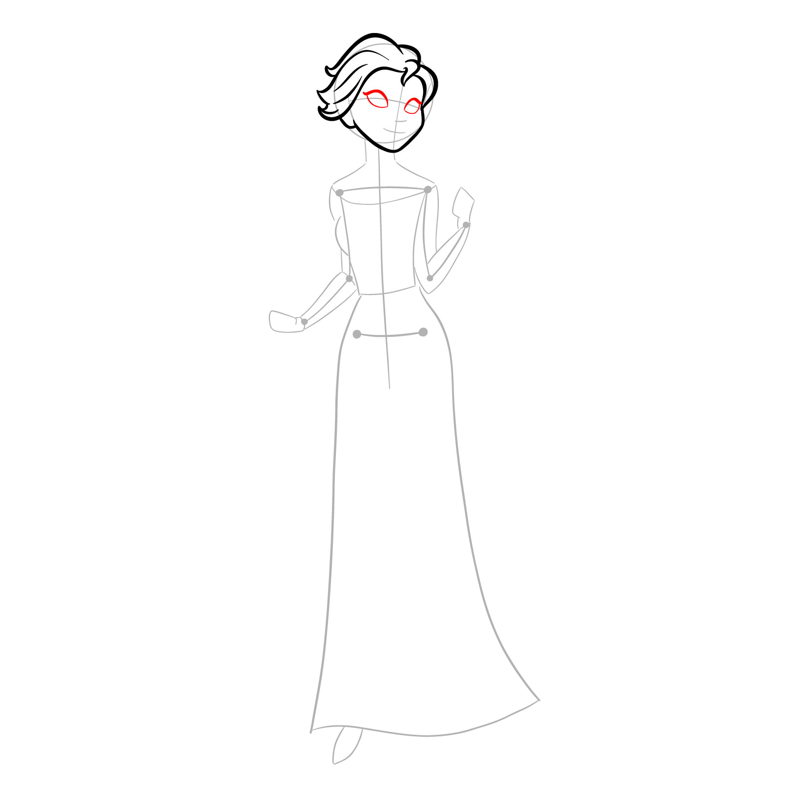 How to draw Queen Elsa full body and singing - step 09
