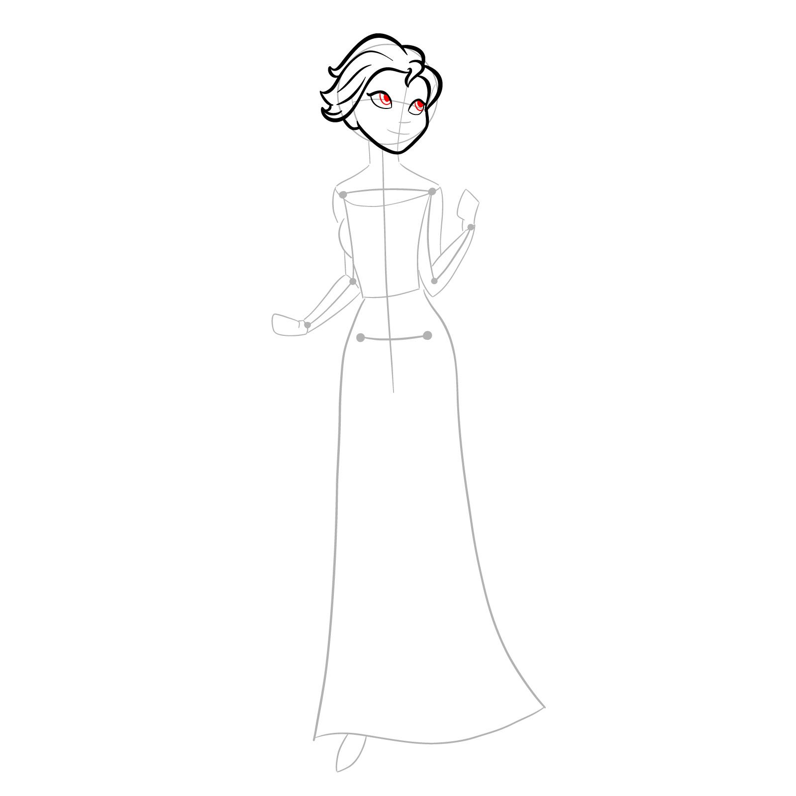 How to draw Queen Elsa full body and singing - step 10