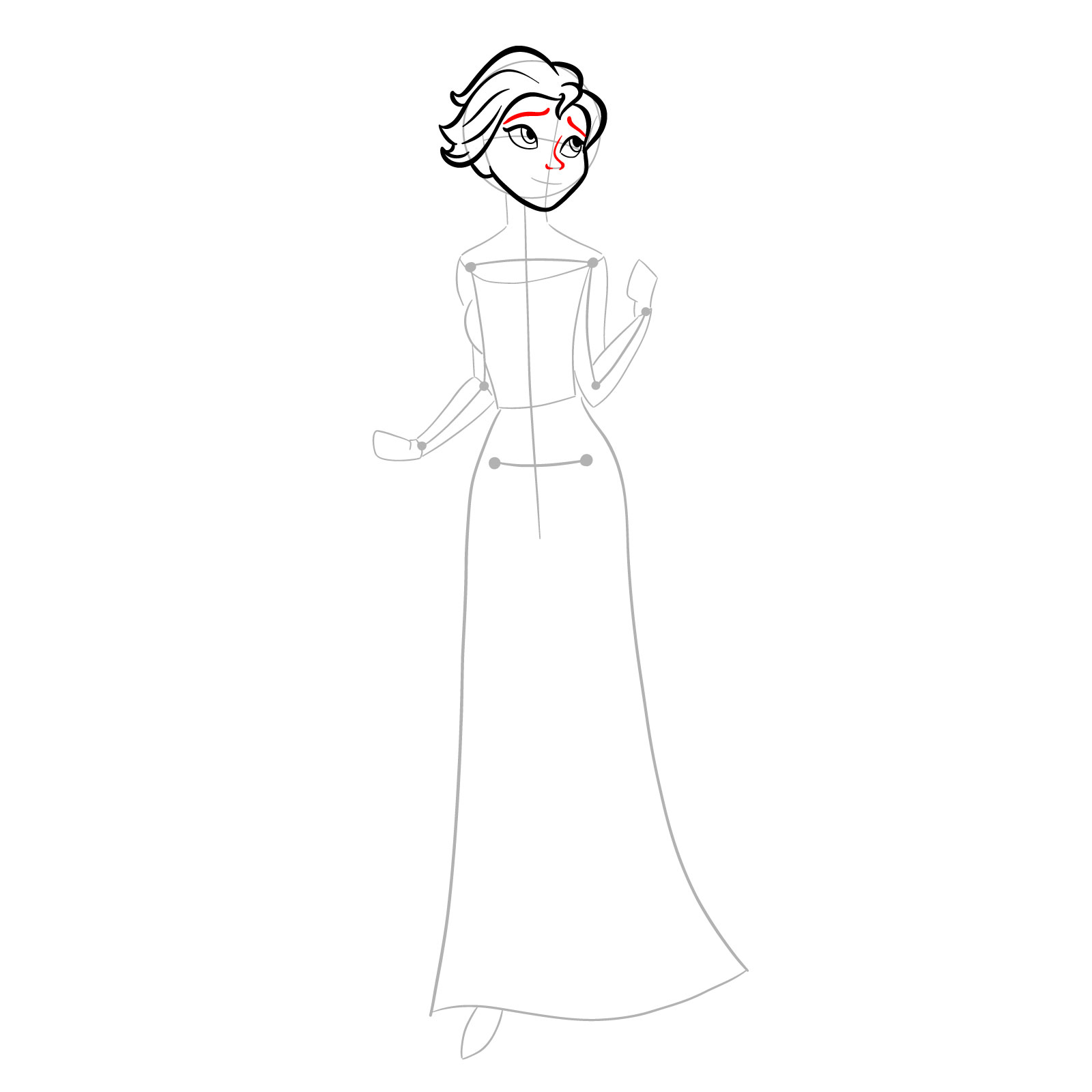 How to draw Queen Elsa full body and singing - step 11