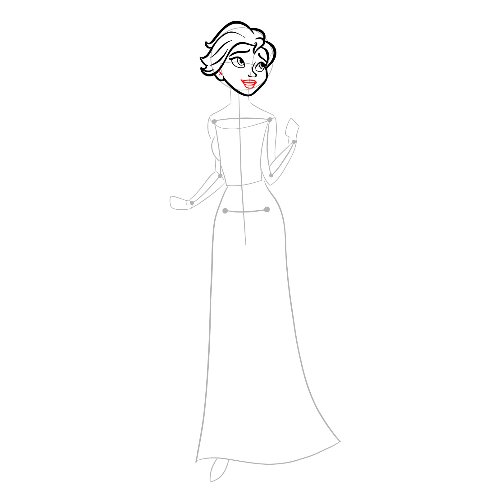 How to draw Queen Elsa full body and singing - step 12