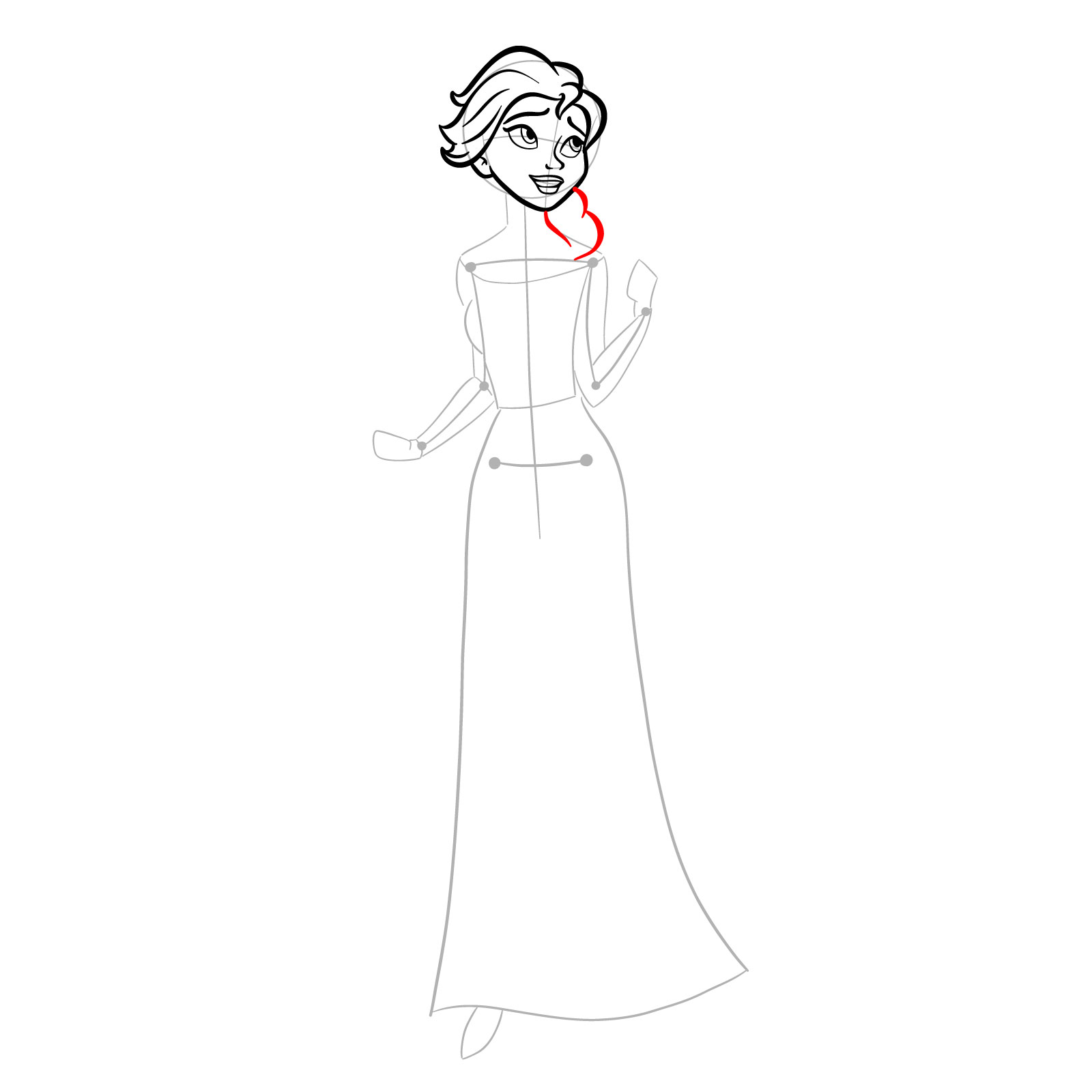 How to draw Queen Elsa full body and singing - step 13