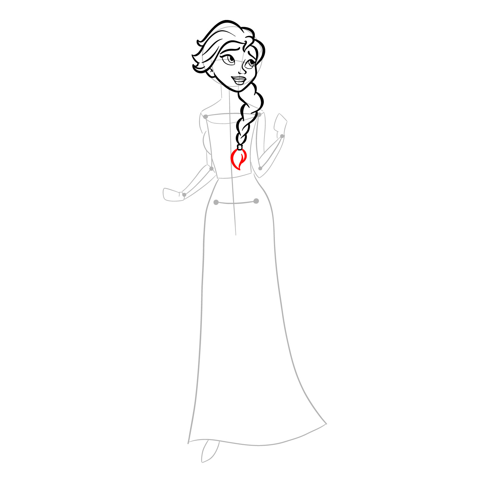 How to draw Queen Elsa full body and singing - step 15