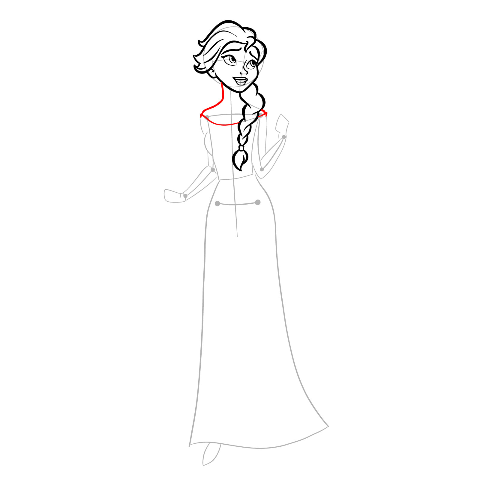How to draw Queen Elsa full body and singing - step 16