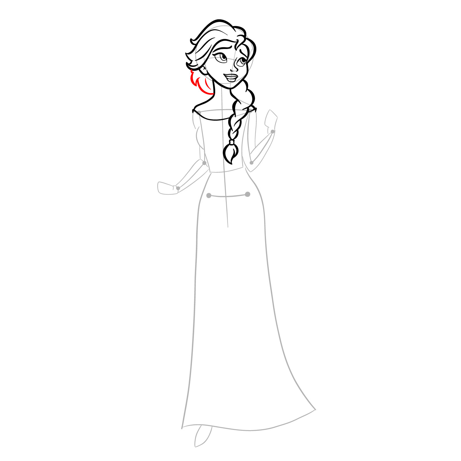 How to draw Queen Elsa full body and singing - step 17