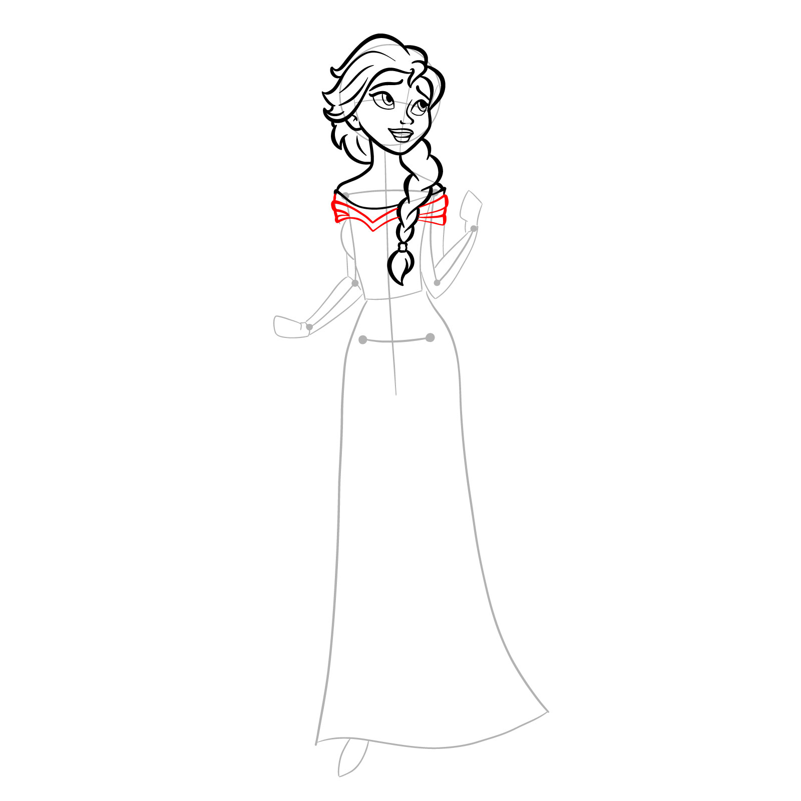 How to draw Queen Elsa full body and singing - step 18