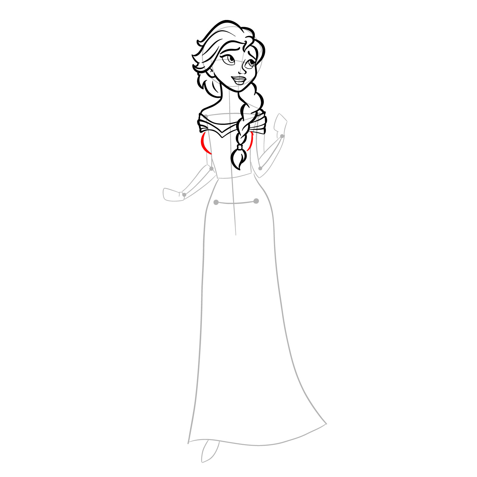 How to draw Queen Elsa full body and singing - step 19
