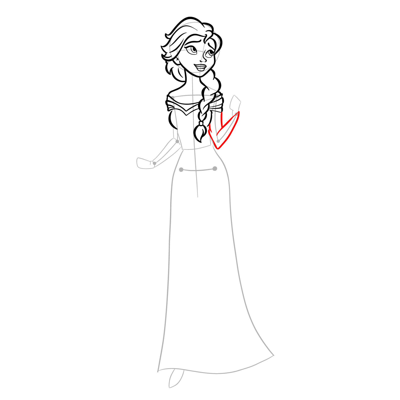 How to draw Queen Elsa full body and singing - step 20