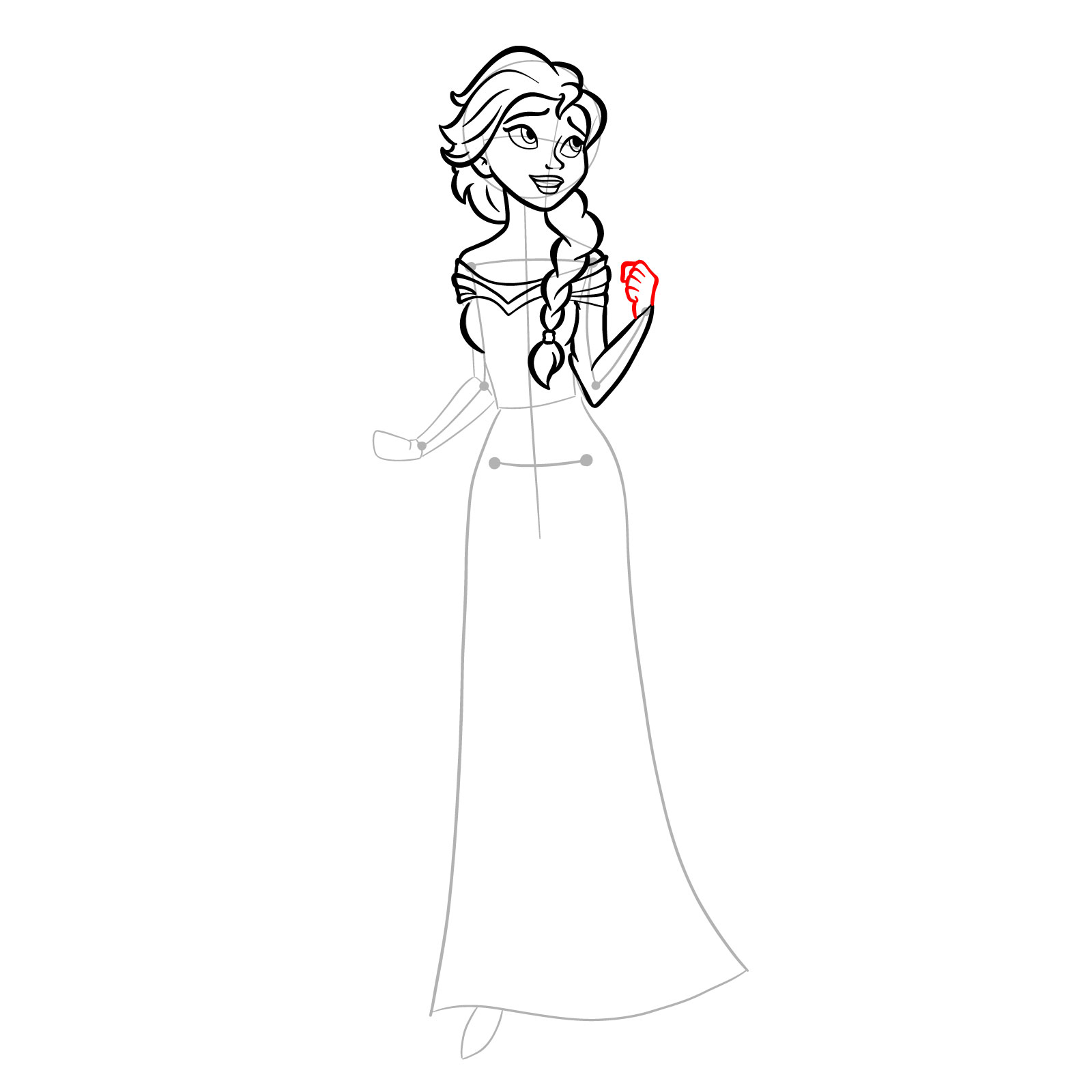 How to draw Queen Elsa full body and singing - step 21