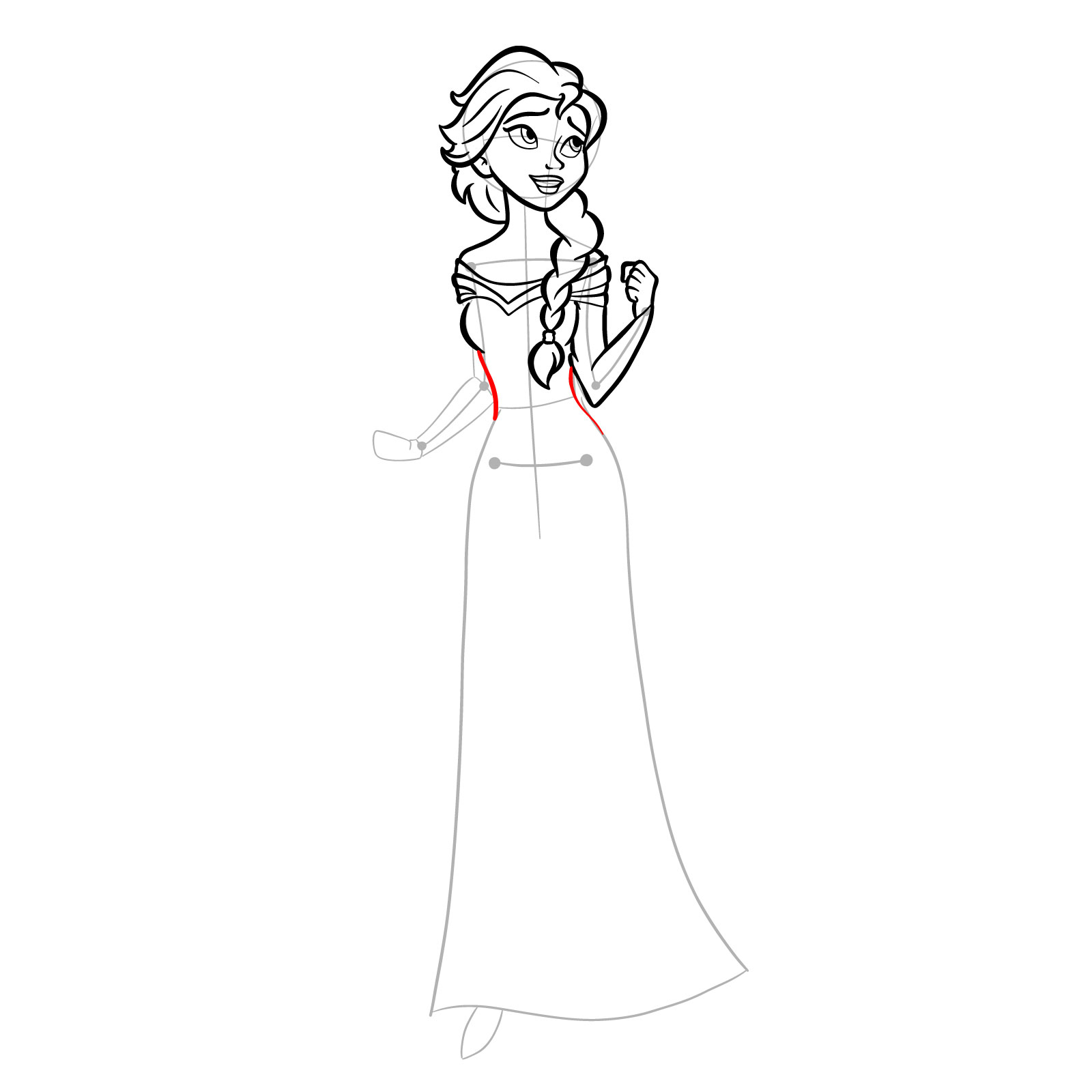 How to draw Queen Elsa full body and singing - step 22