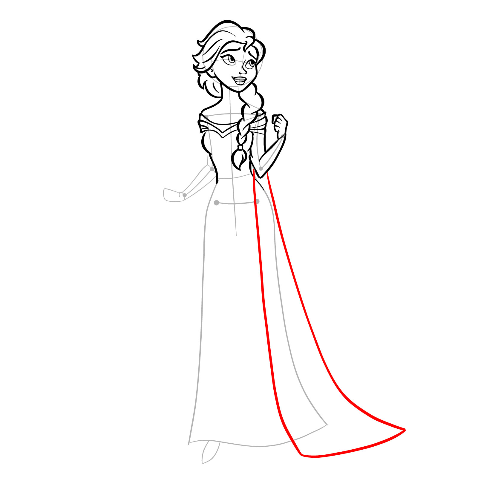 How to draw Queen Elsa full body and singing - step 23