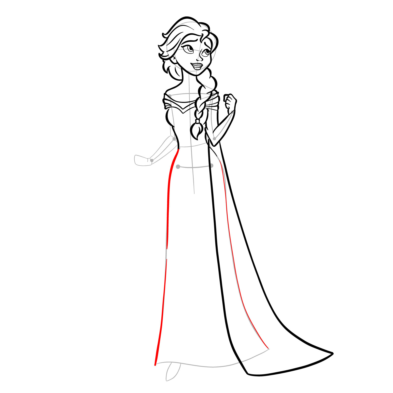 How to draw Queen Elsa full body and singing - step 24