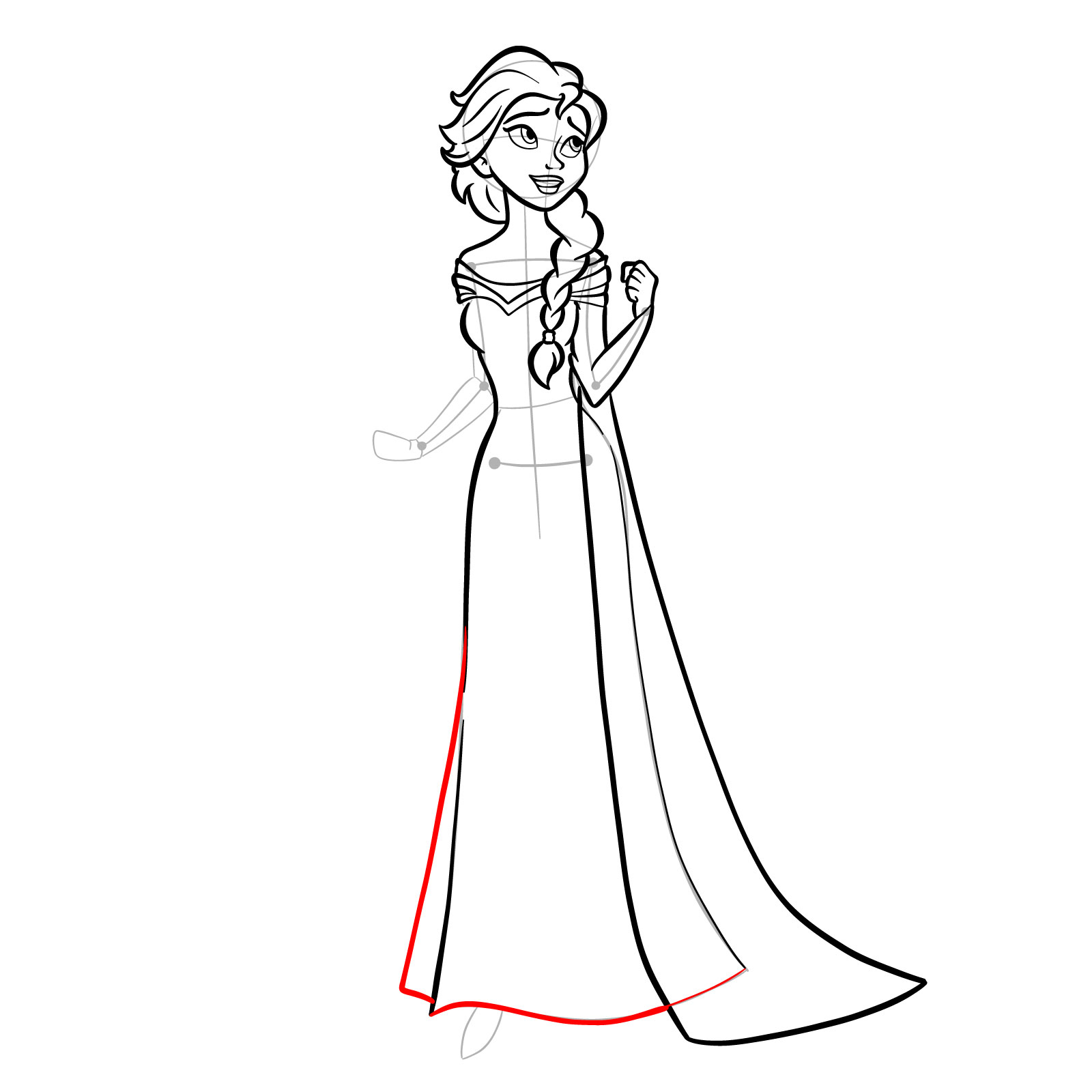 How to draw Queen Elsa full body and singing - step 25