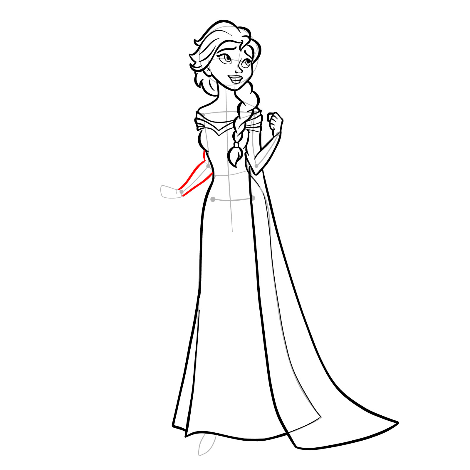 How to draw Queen Elsa full body and singing - step 26