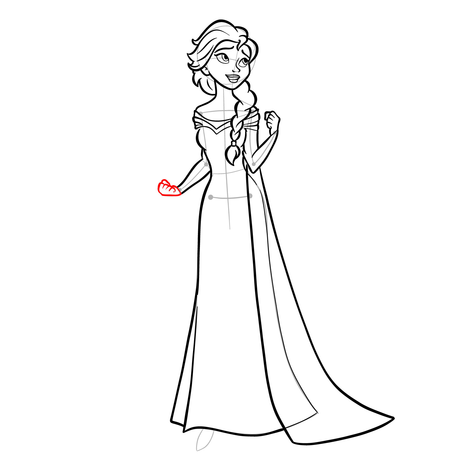 How to draw Queen Elsa full body and singing - step 27