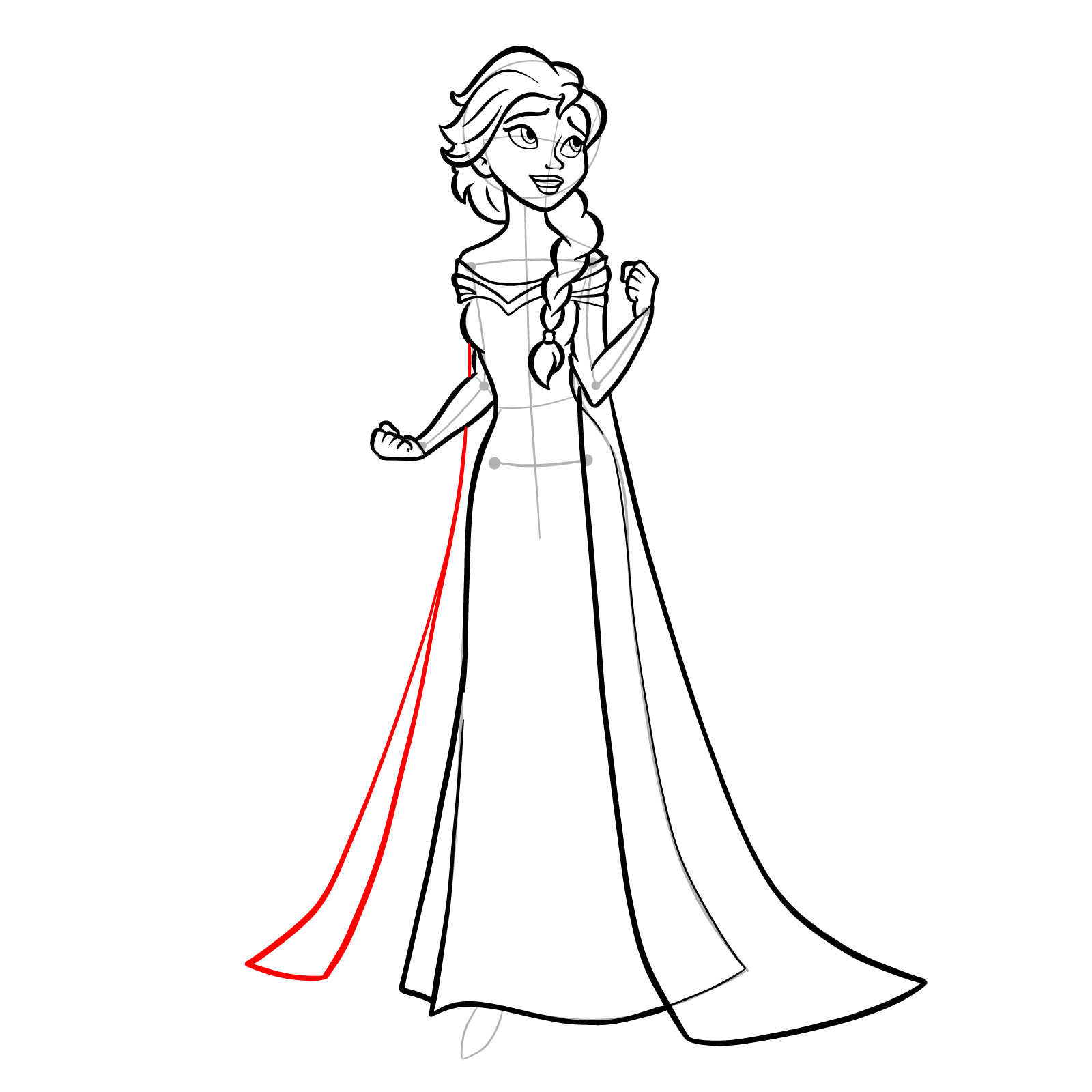 How to draw Queen Elsa full body and singing - step 28