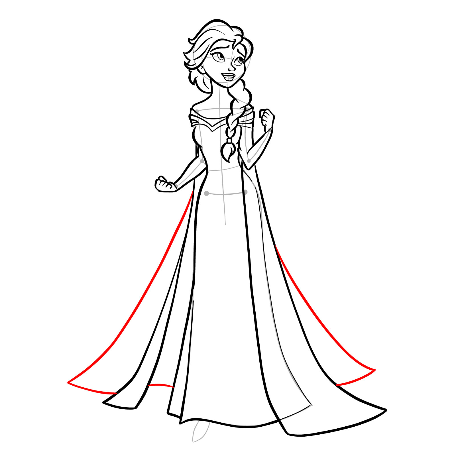 How to draw Queen Elsa full body and singing - step 29