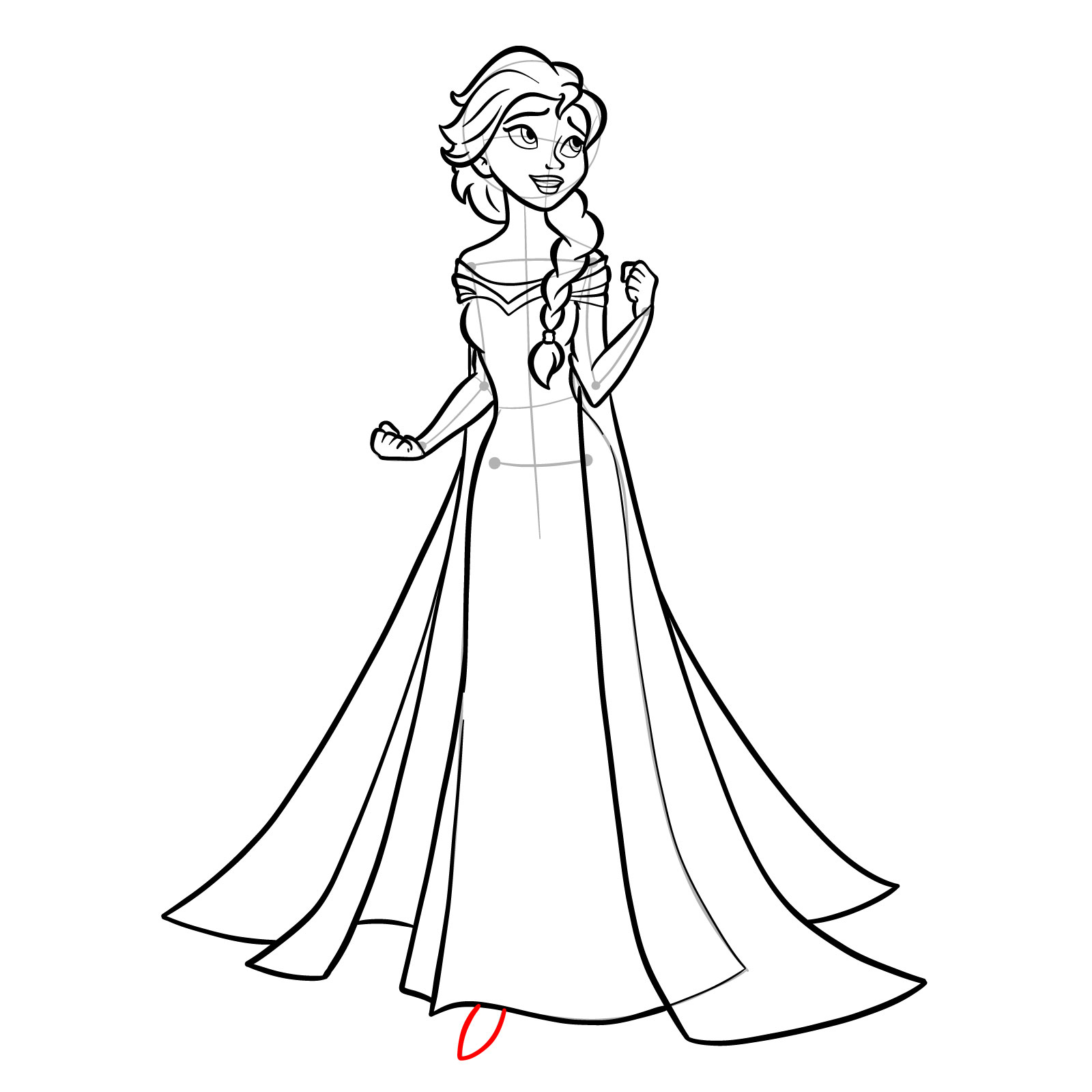 How to draw Queen Elsa full body and singing - step 30