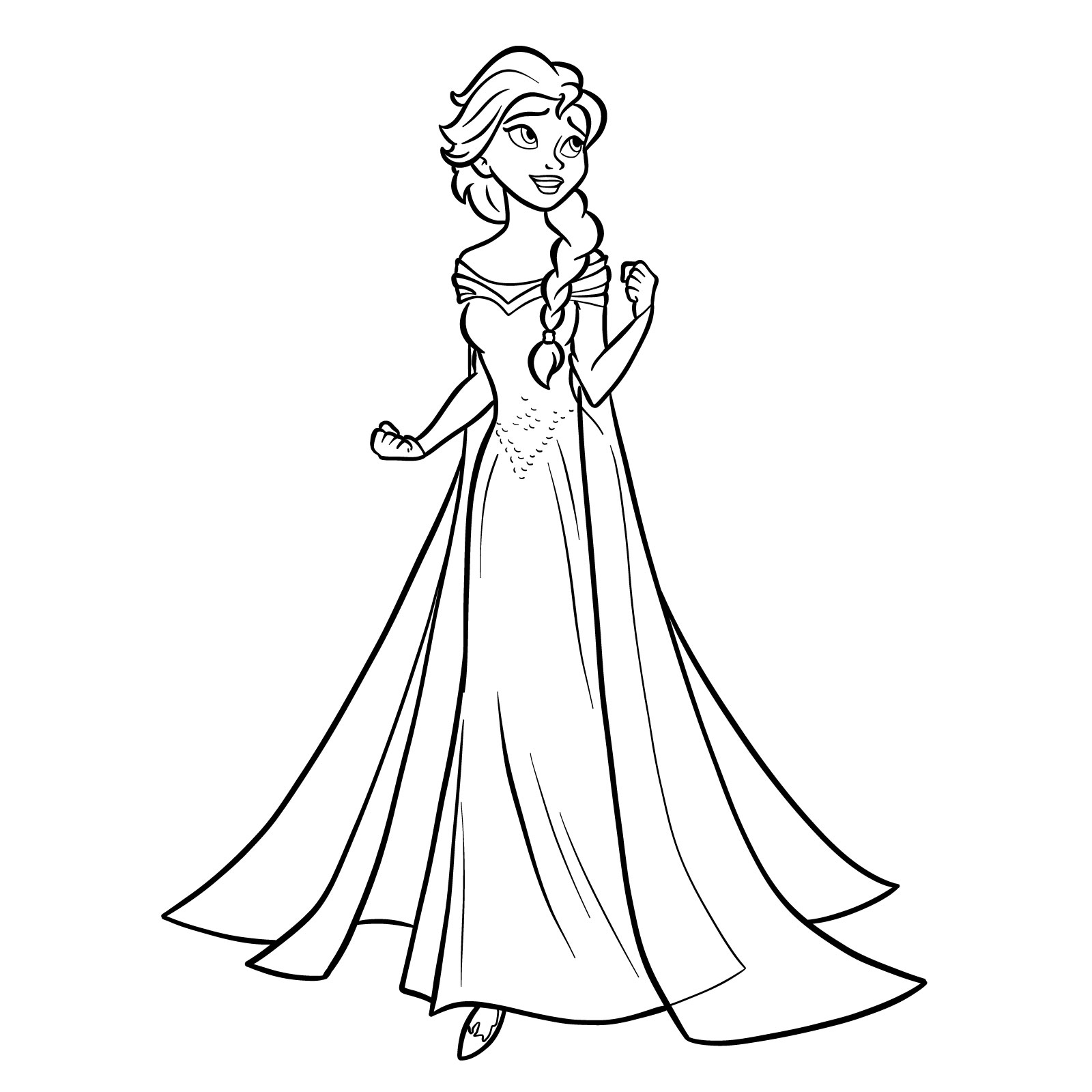 Easy drawing of Queen Elsa singing - final step