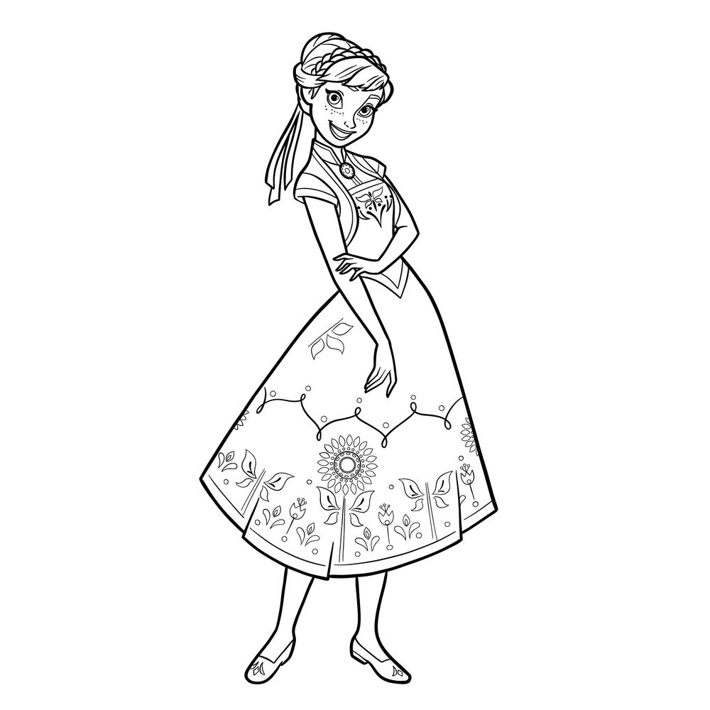 Learn How to Draw Anna in Her Spring Dress from Frozen Fever