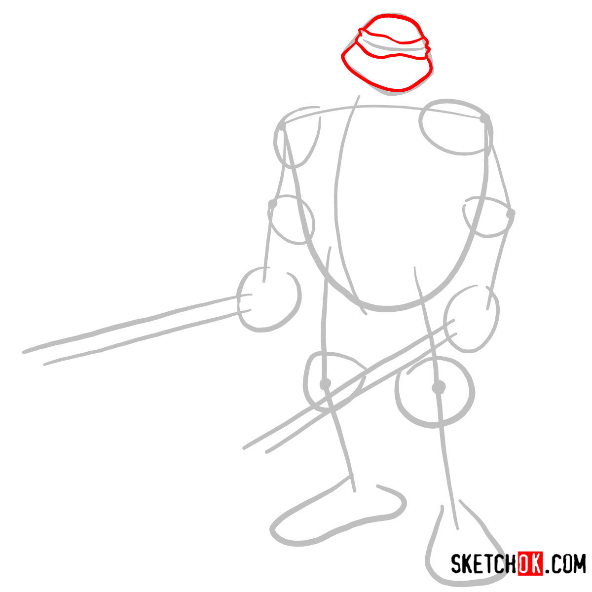 How to draw Leonardo with Ninjatos | TMNT - step 02