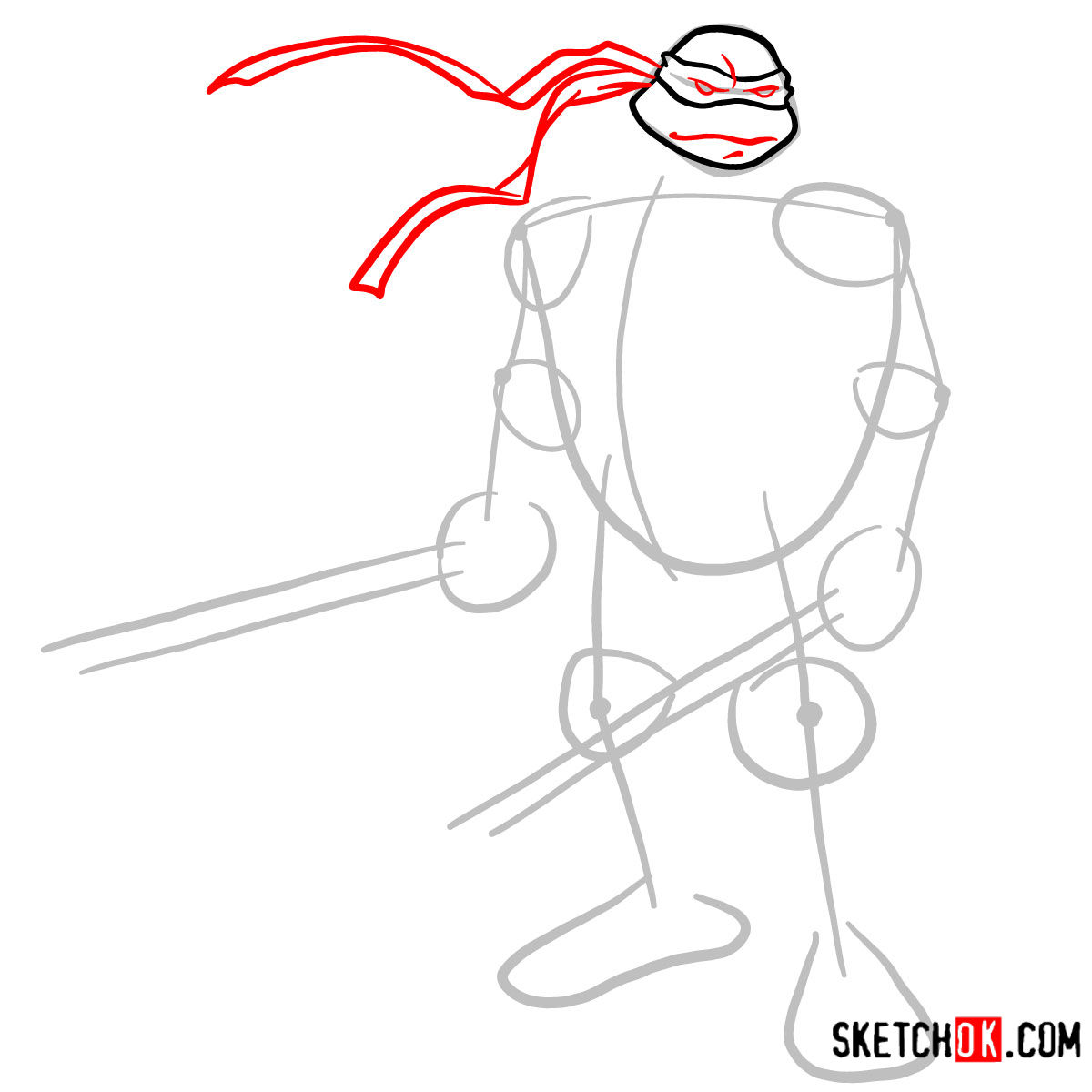 How to draw Leonardo with Ninjatos | TMNT - step 03