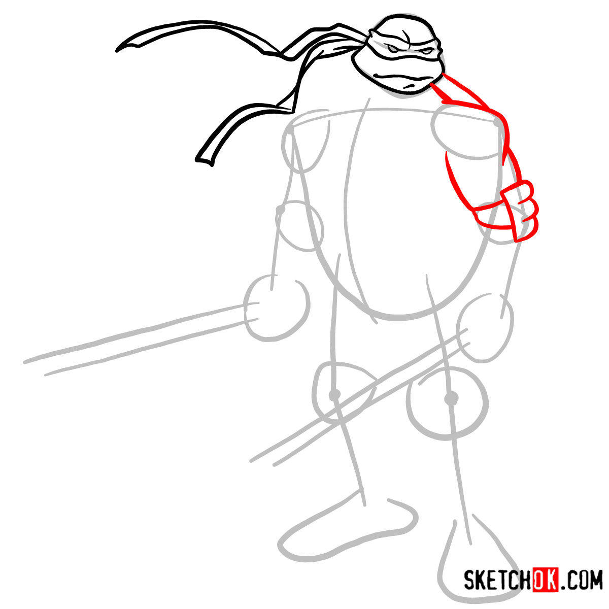 How to draw Leonardo with Ninjatos | TMNT - step 04