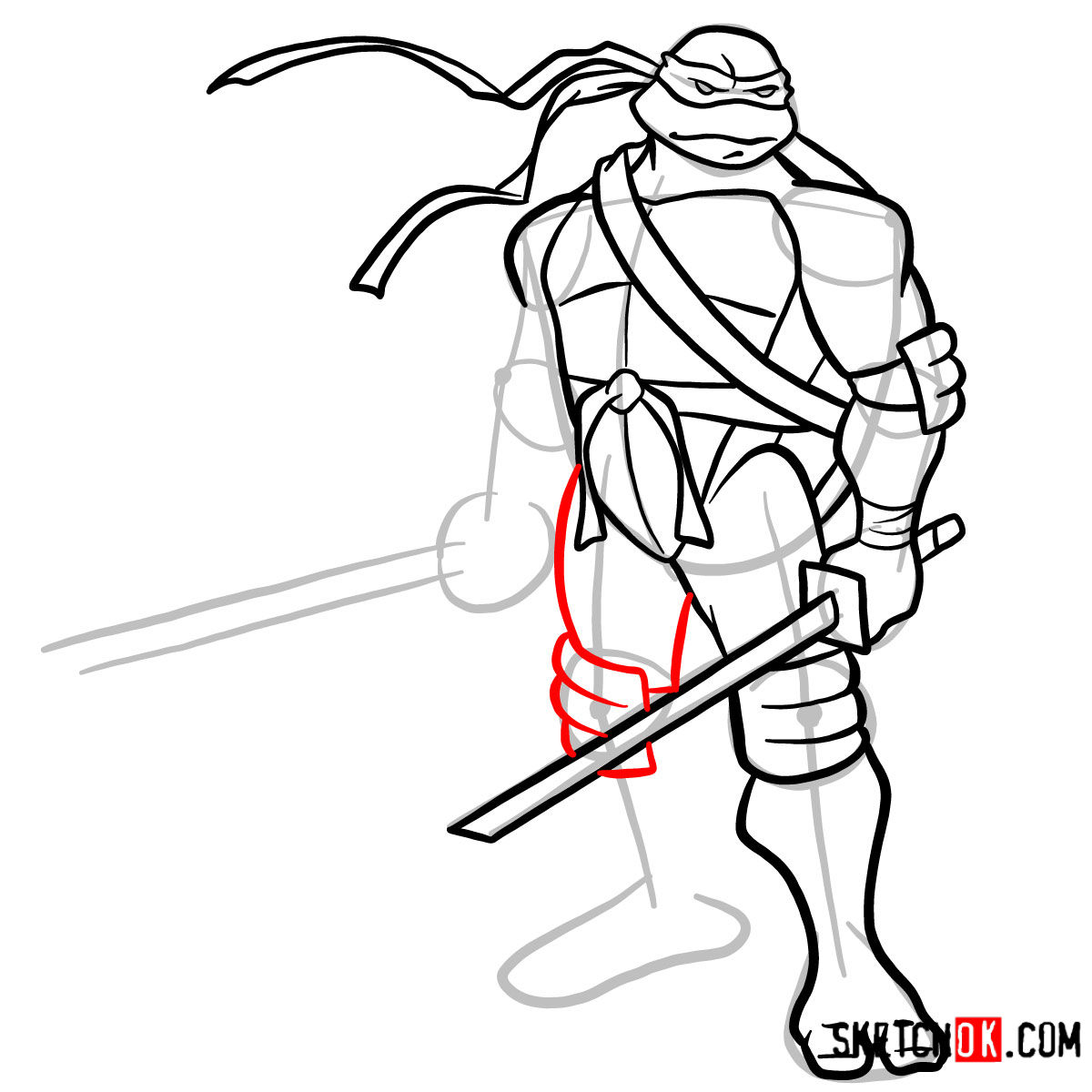 How to draw Leonardo with Ninjatos | TMNT - step 11