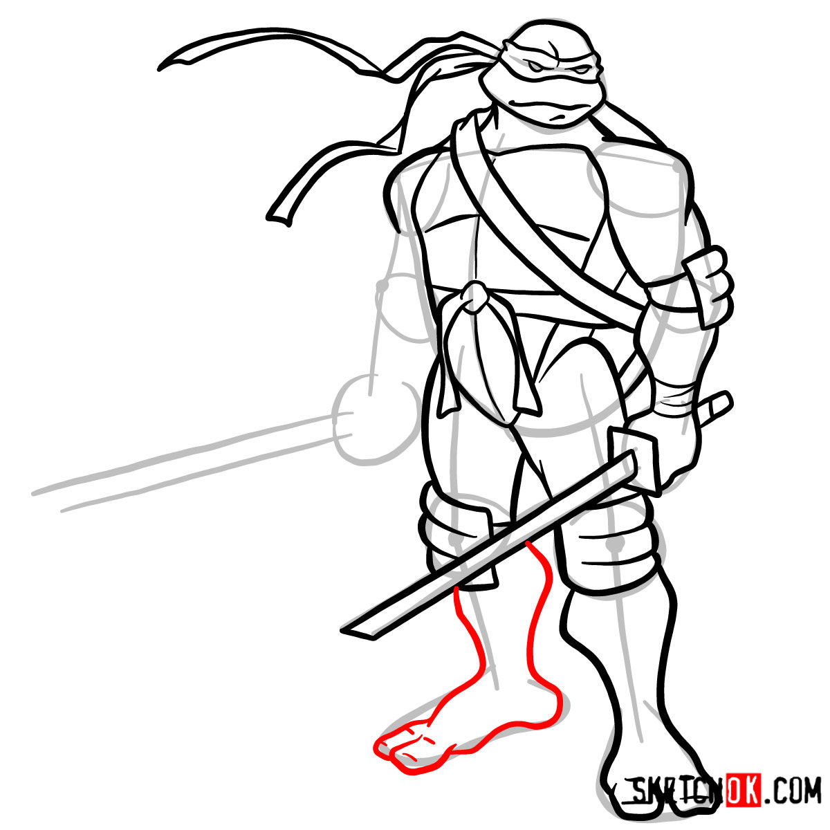 How to draw Leonardo with Ninjatos | TMNT - step 12