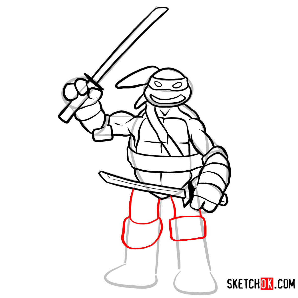 How to draw Leonardo | TMNT - step 10