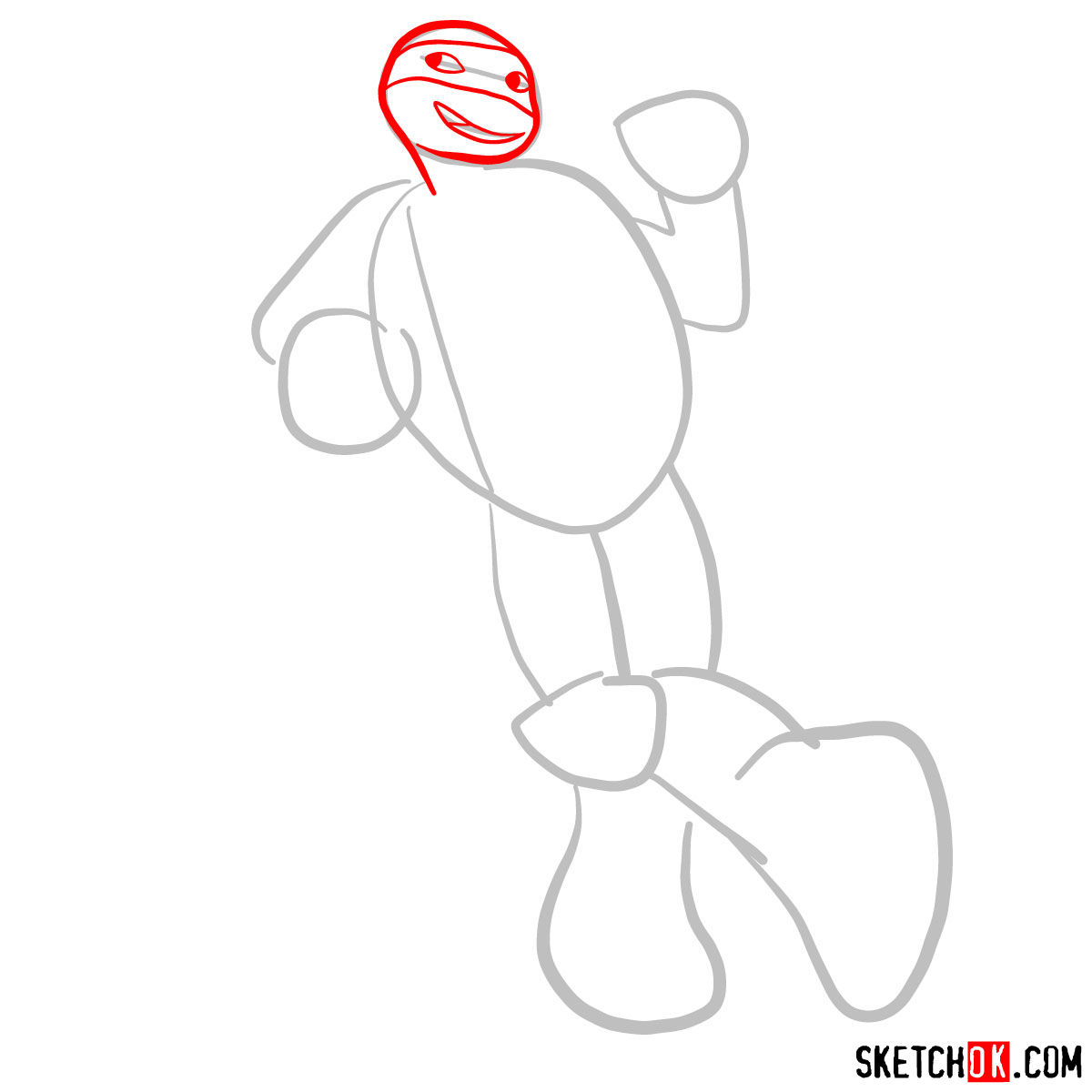 How to draw Leonardo ninja turtle cartoon style - step 02