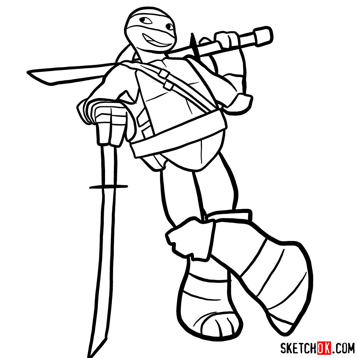 How to draw Leonardo ninja turtle cartoon style