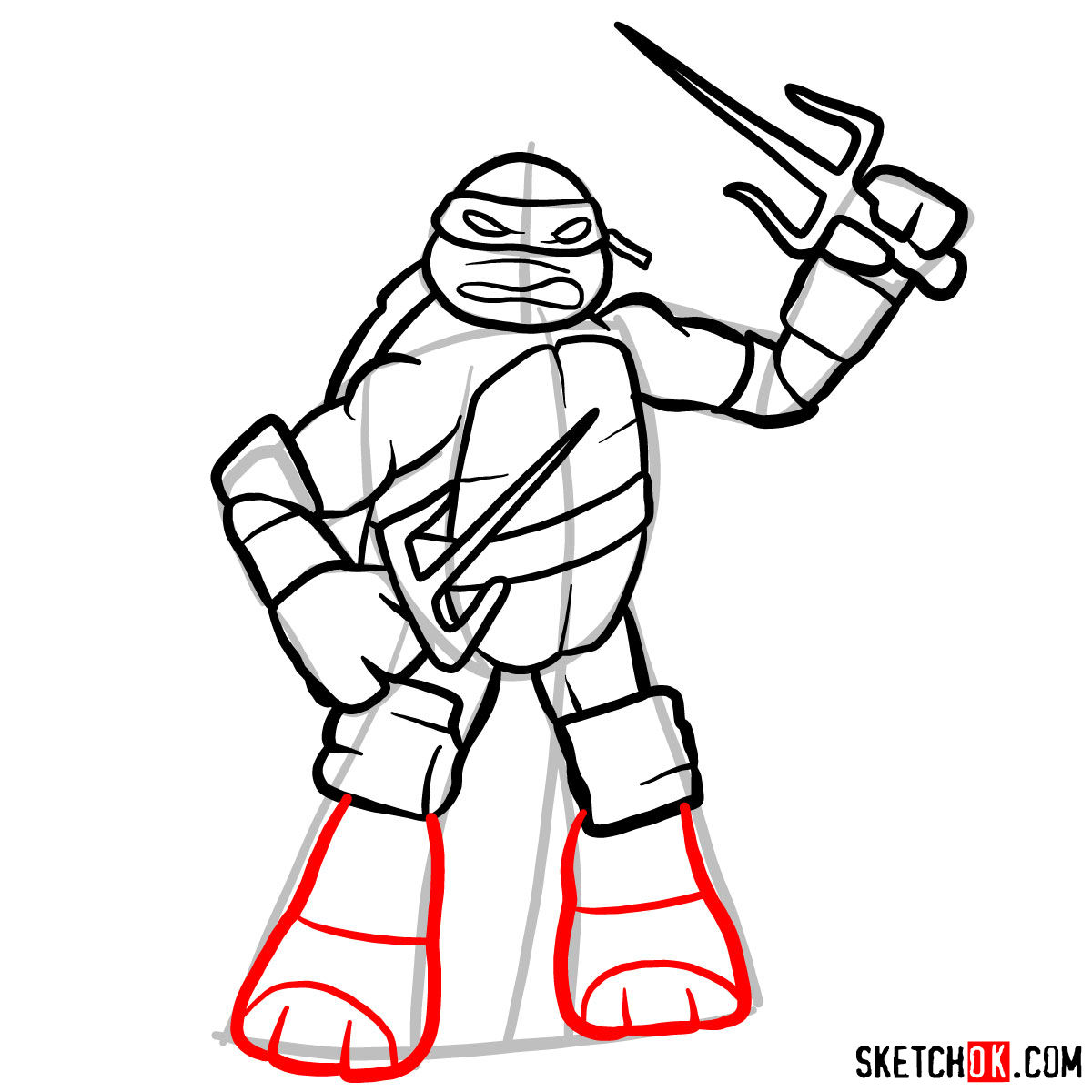How to draw Raphael toy | TMNT - step 09