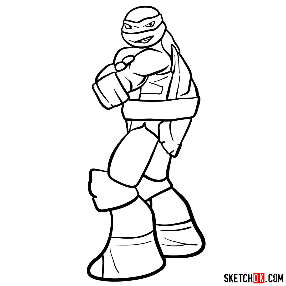 How to draw Raphael ninja turtle cartoon style