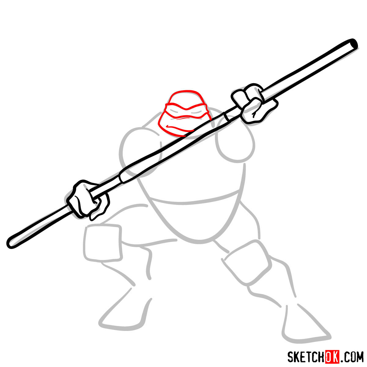 How to draw Donatello ninja turtle - step 05