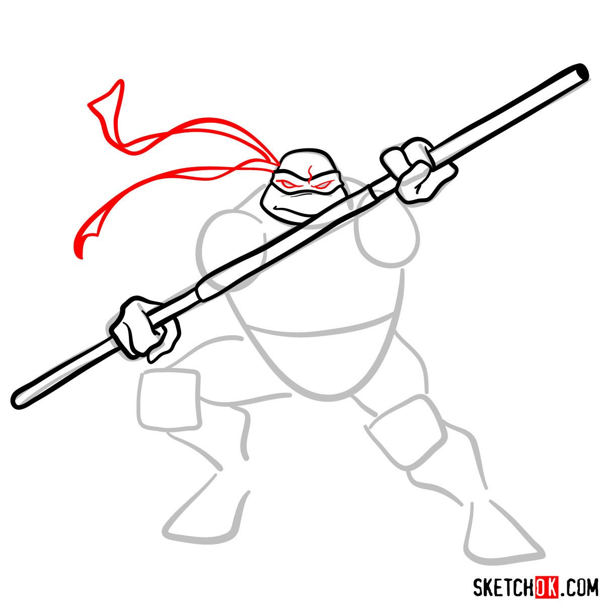 How to draw Donatello ninja turtle - step 06