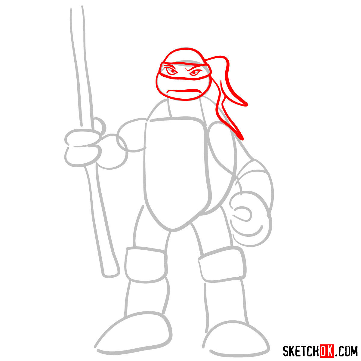 How to draw Donatello ninja turtle toy - step 03