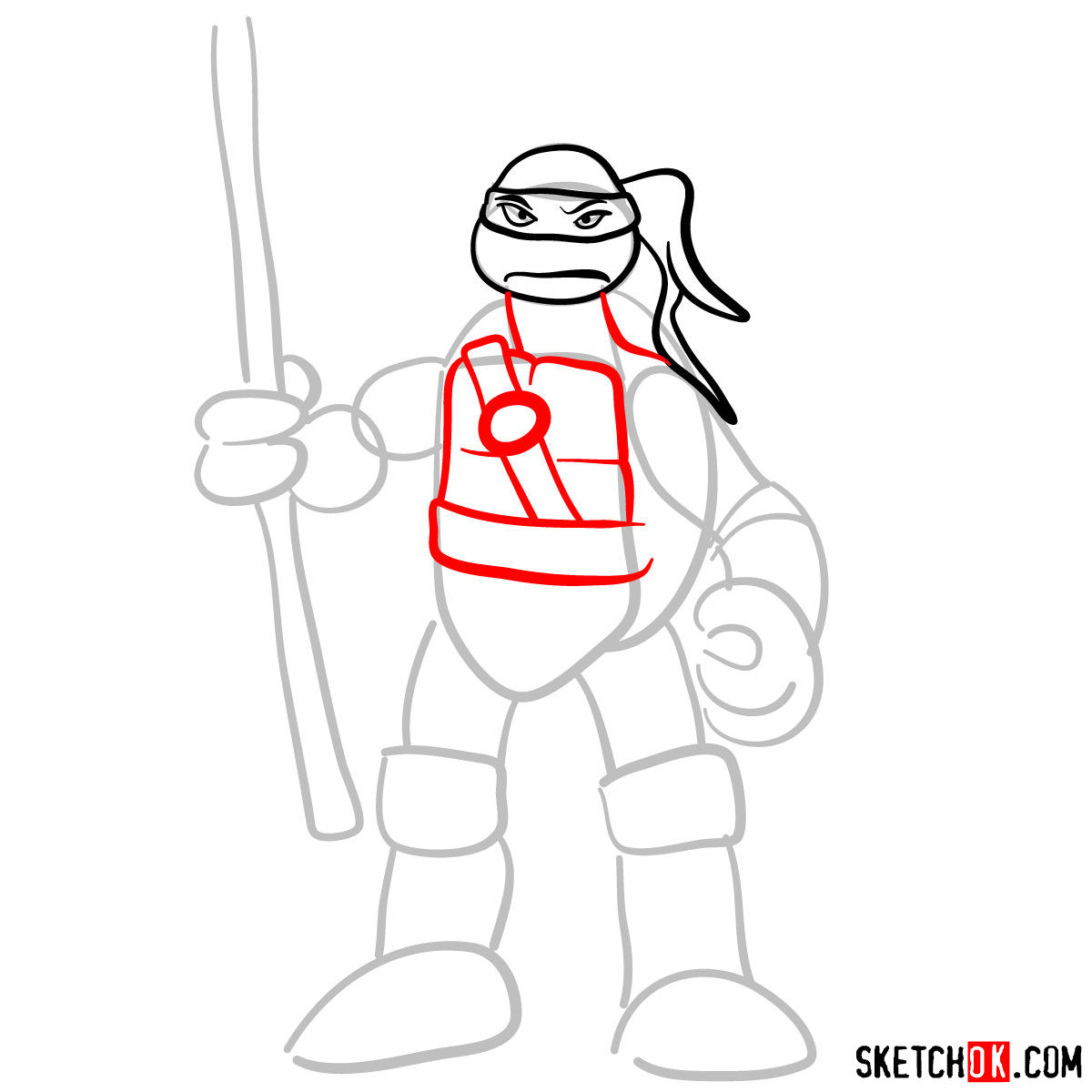 How to draw Donatello ninja turtle toy - step 04