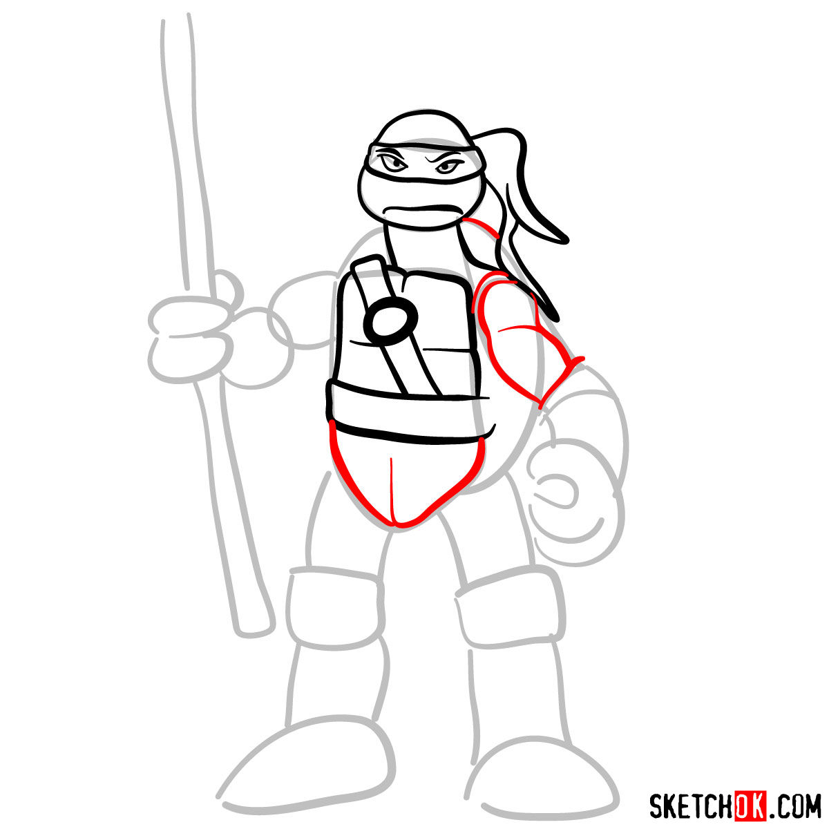 How to draw Donatello ninja turtle toy - step 05