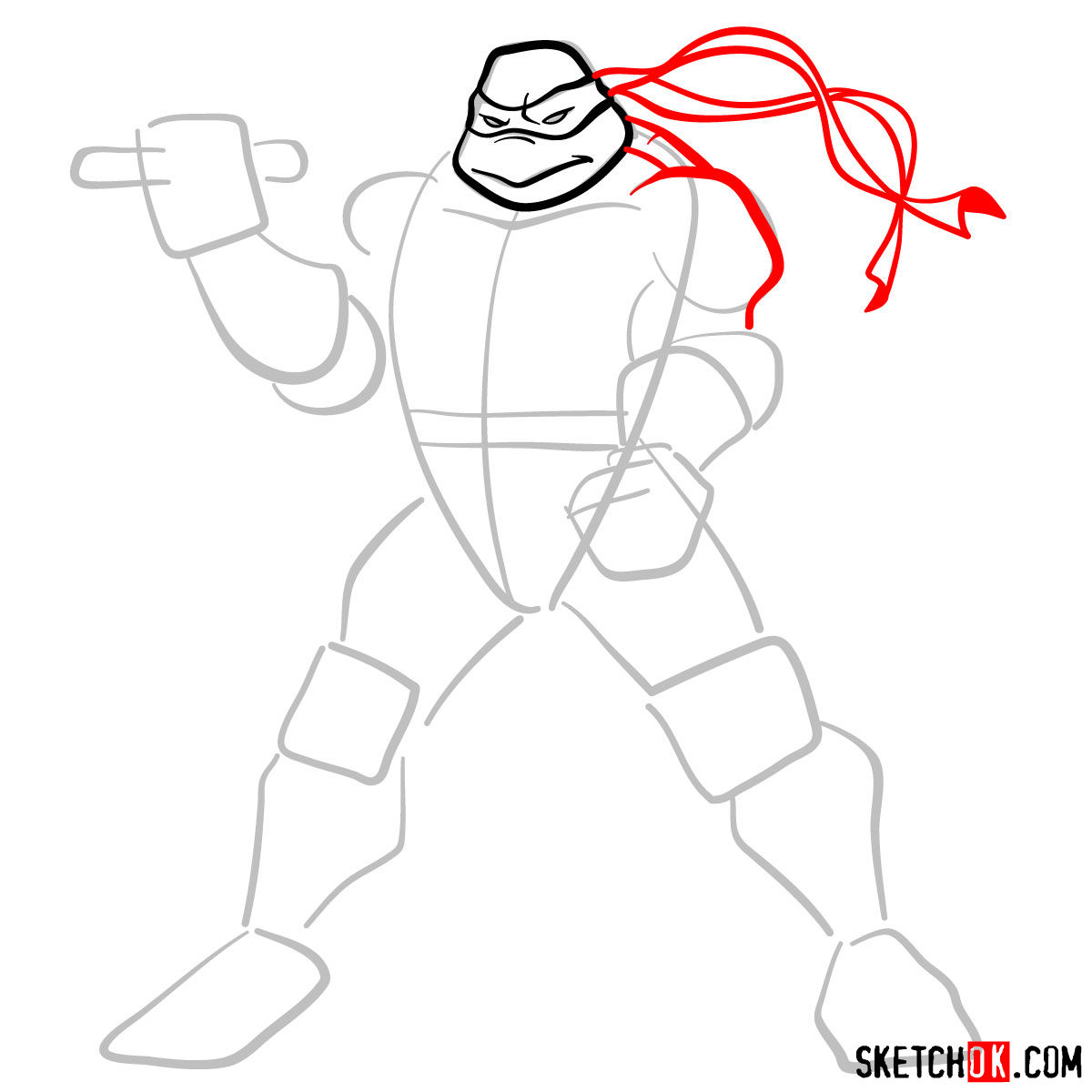 How to draw Michaelangelo ninja turtle - step 04