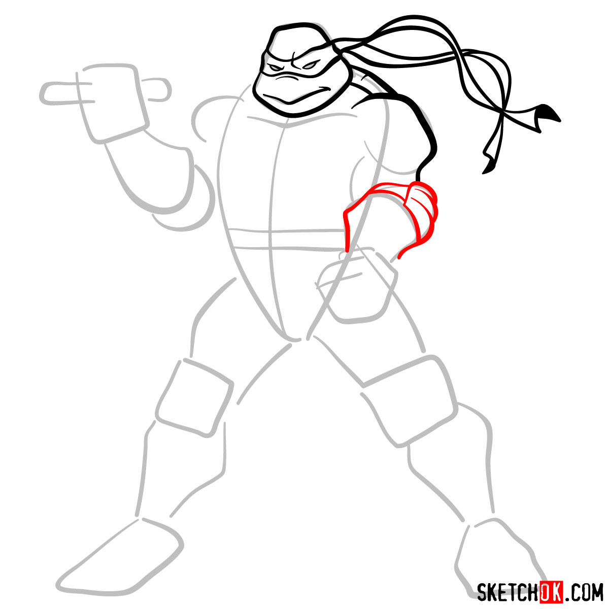 How to draw Michaelangelo ninja turtle - step 05