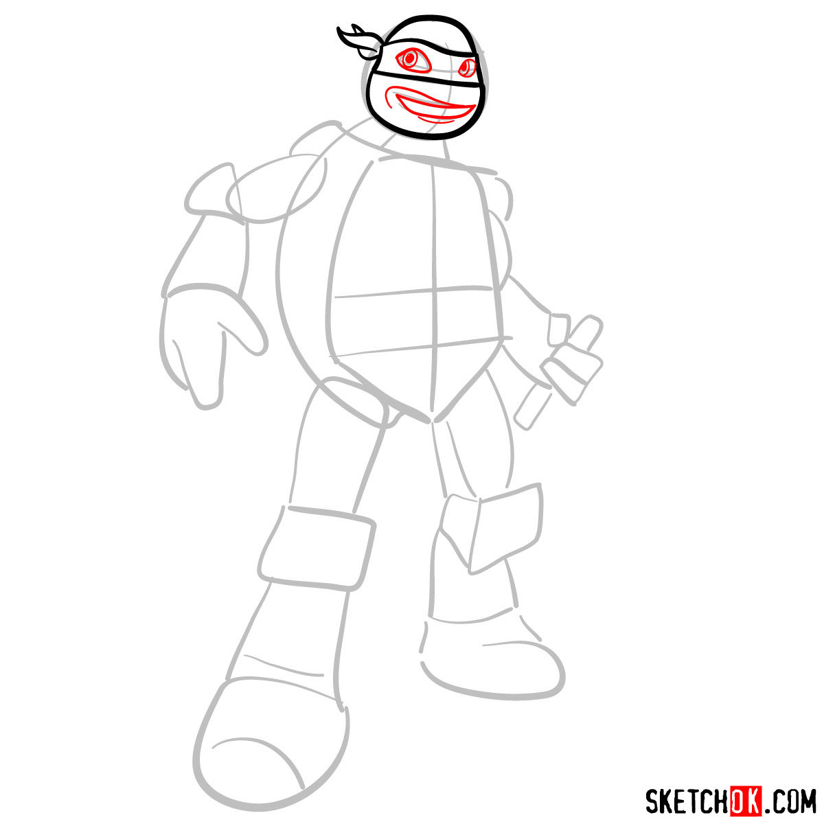 How to draw Michaelangelo ninja turtle cartoon style - step 04