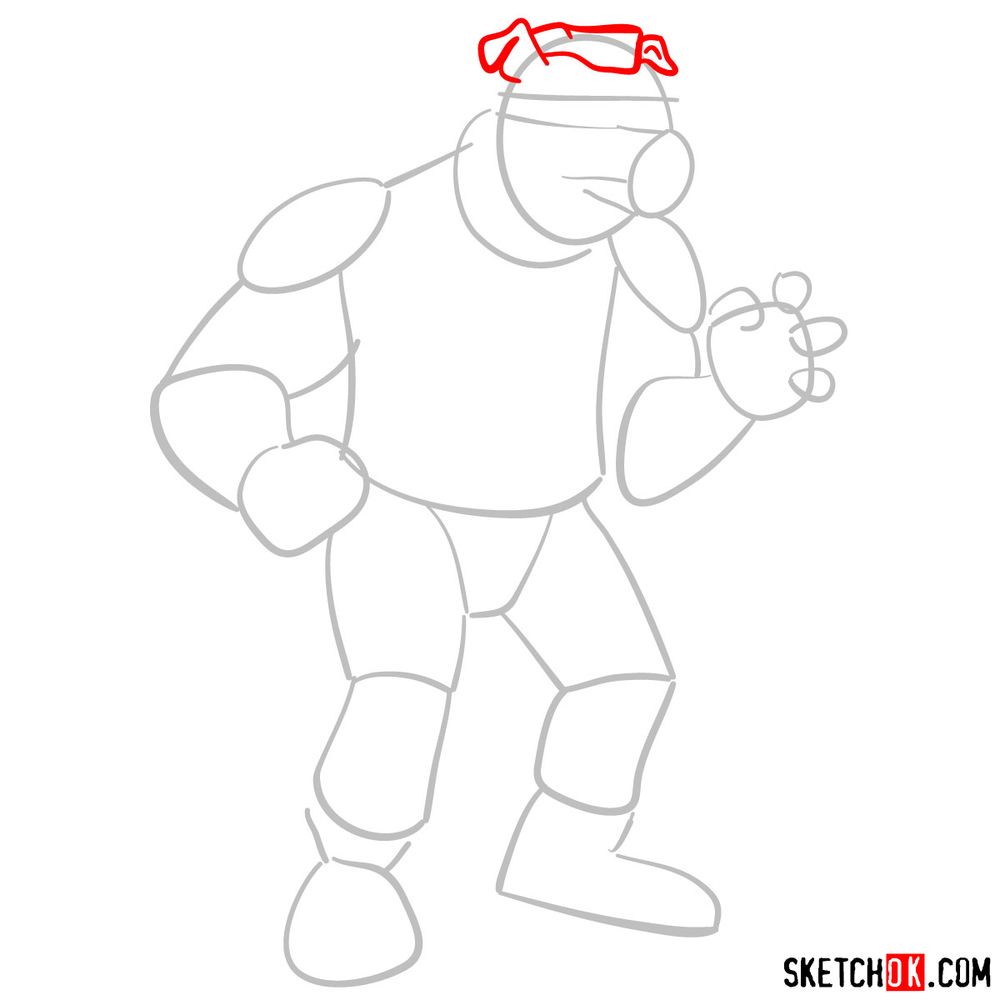 How to draw Bebop from TMNT - step 03