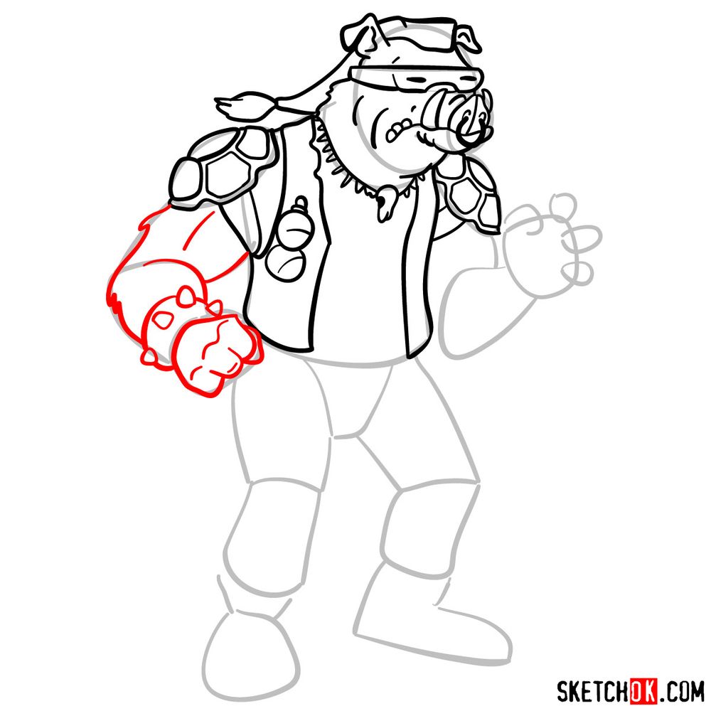 How to draw Bebop from TMNT - step 09