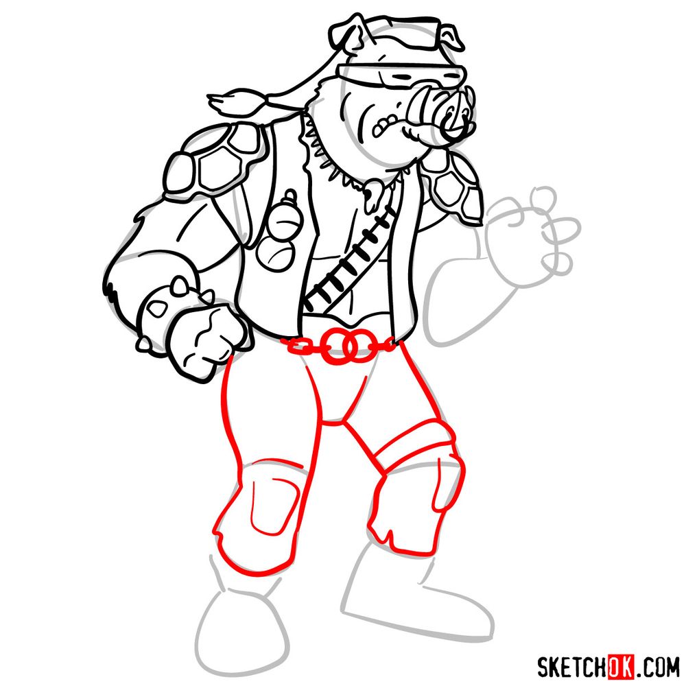 How to draw Bebop from TMNT - step 11