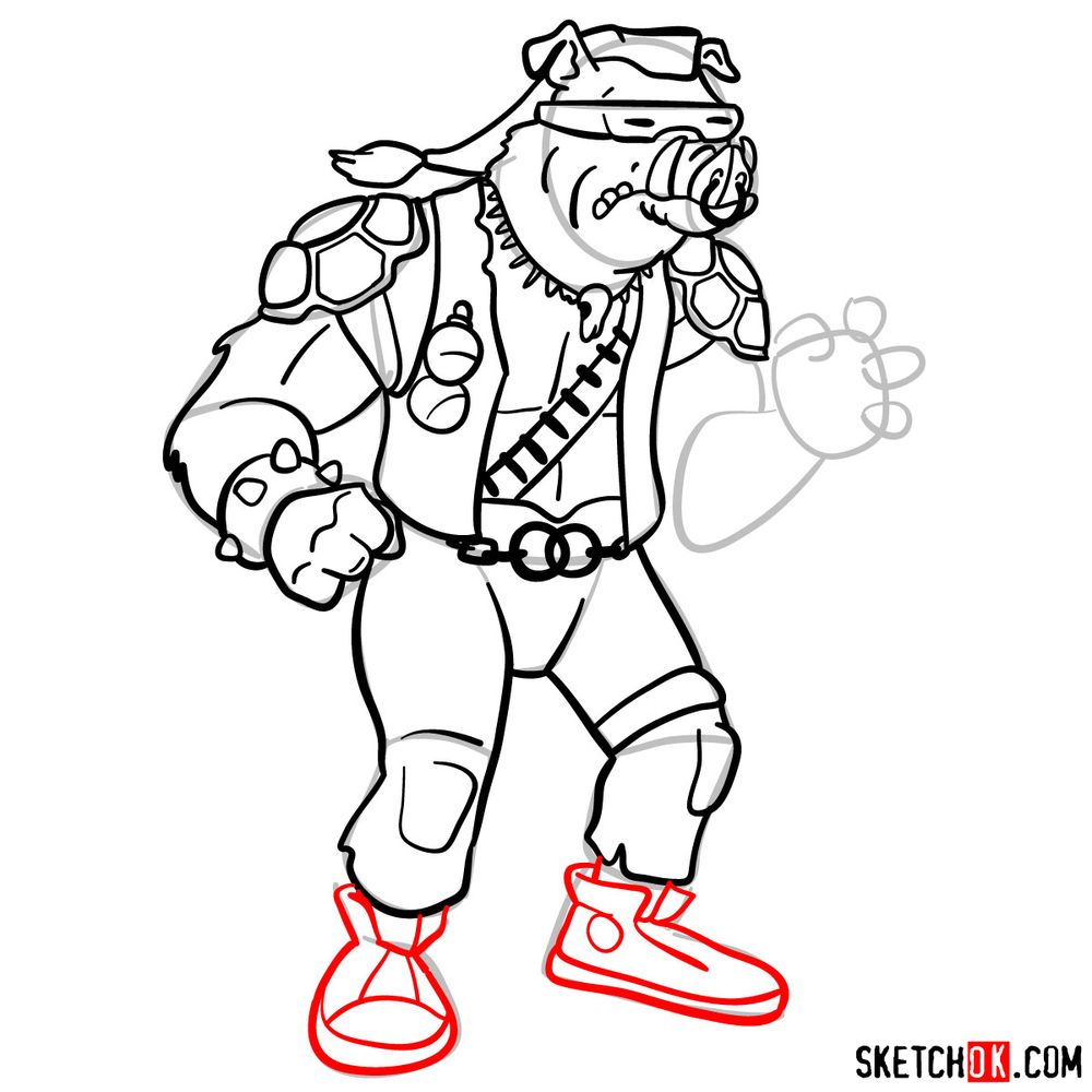 How to draw Bebop from TMNT - step 12