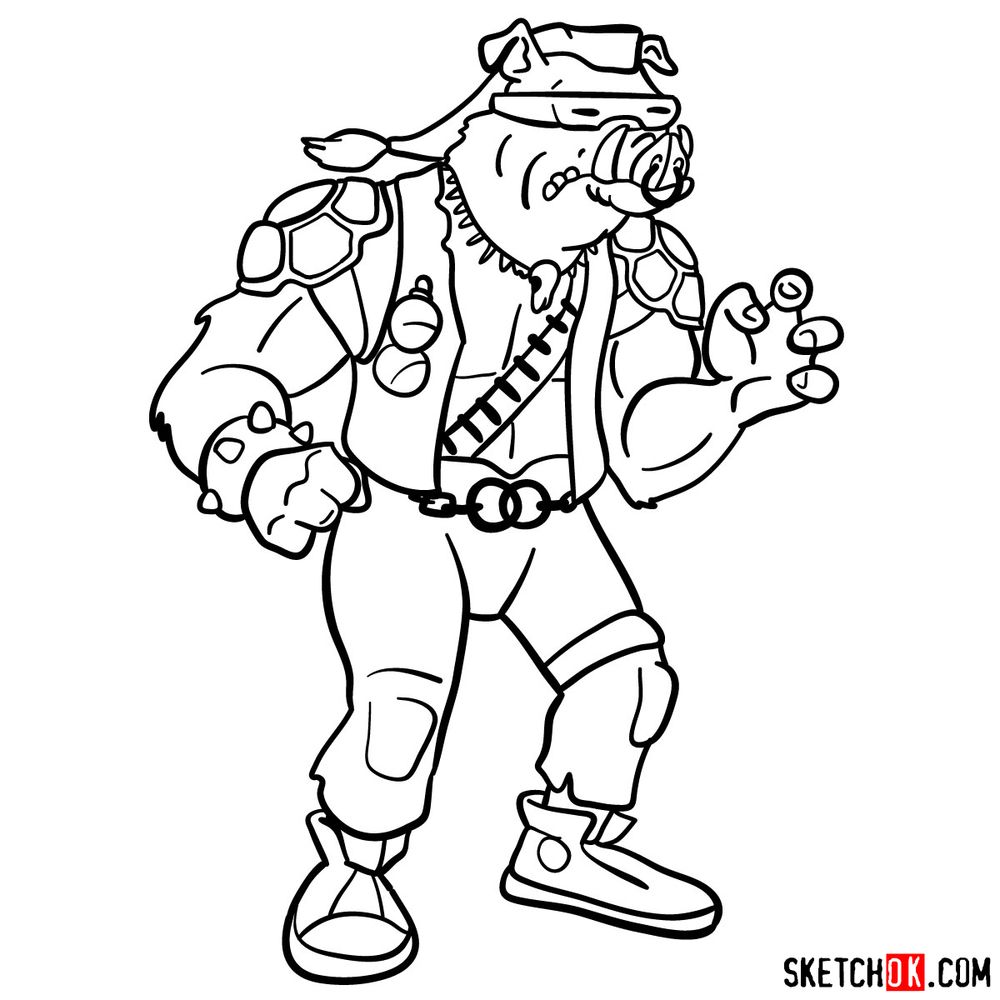 How to draw Bebop from TMNT - step 14