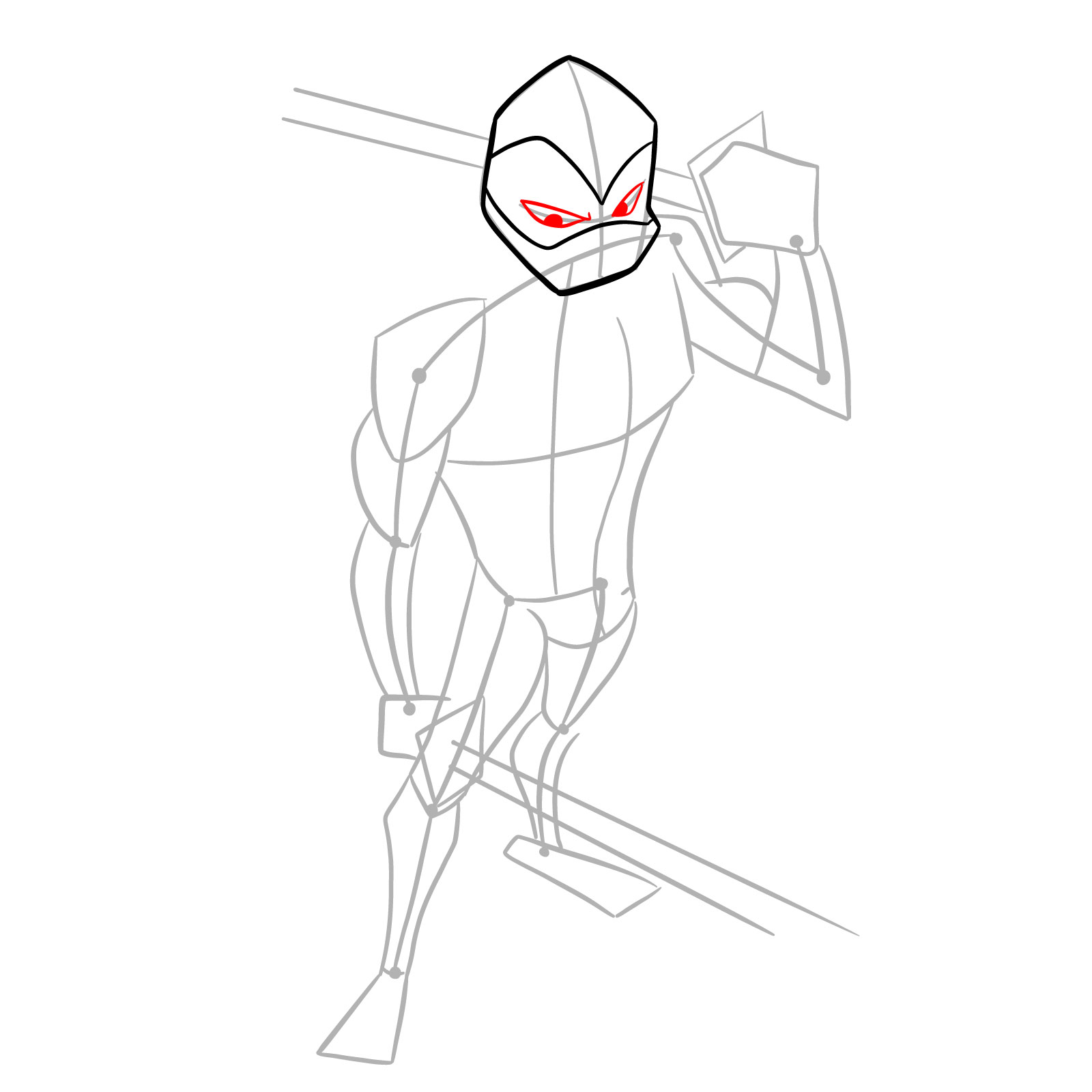 How to draw Leo in Hamato Ninpō state - step 06
