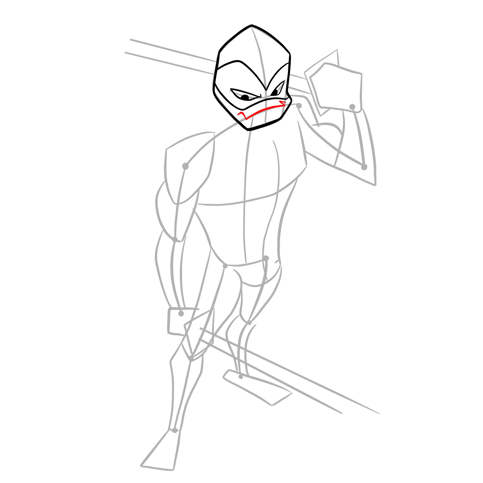 How to draw Leo in Hamato Ninpō state - step 07